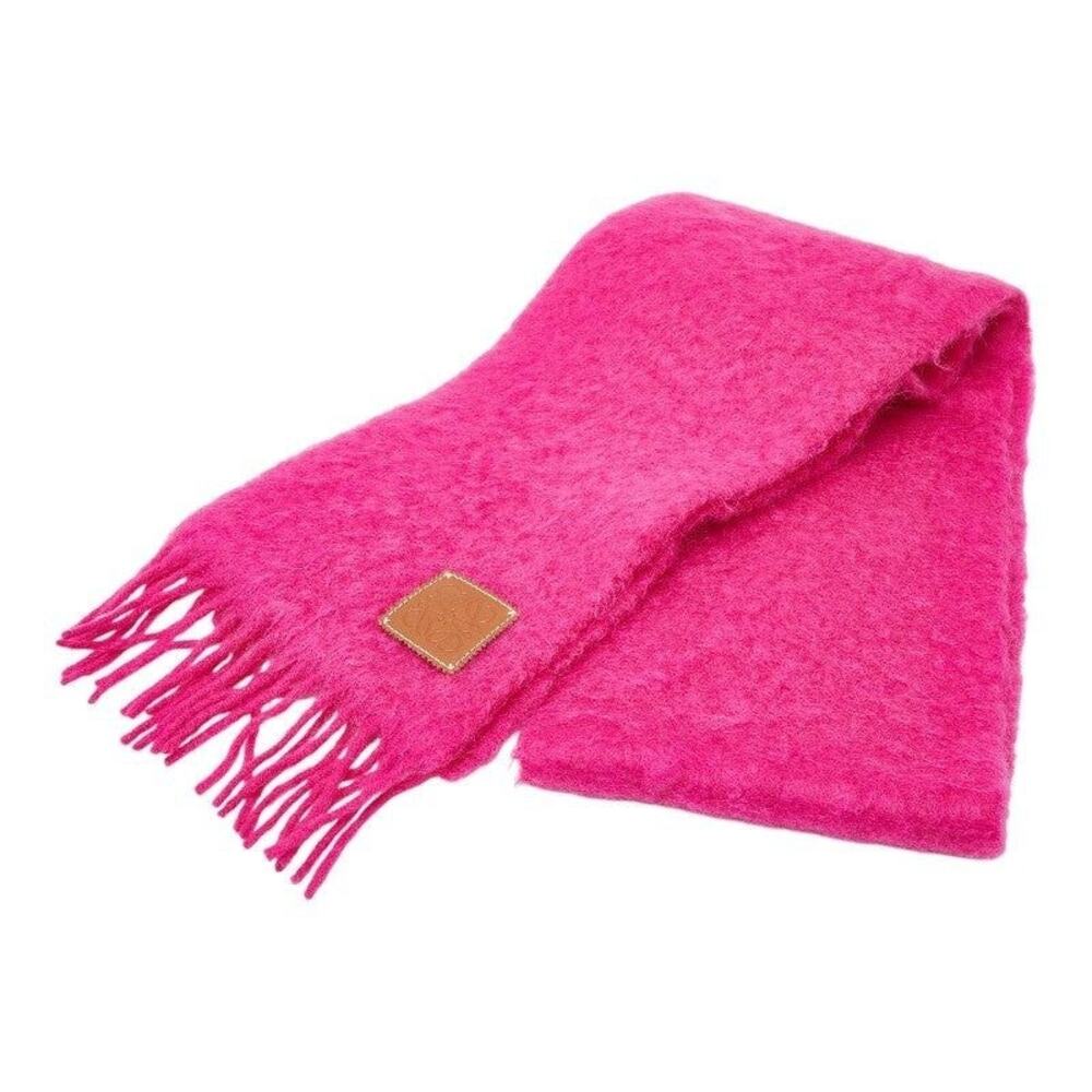 Loewe Anagram Wool Nylon Mohair Scarf Pink